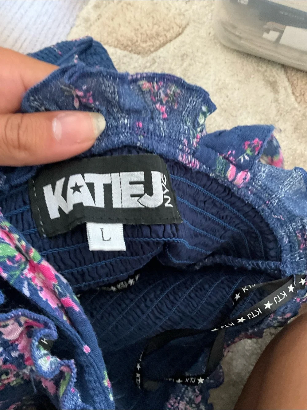 Katie J NYC navy smocked